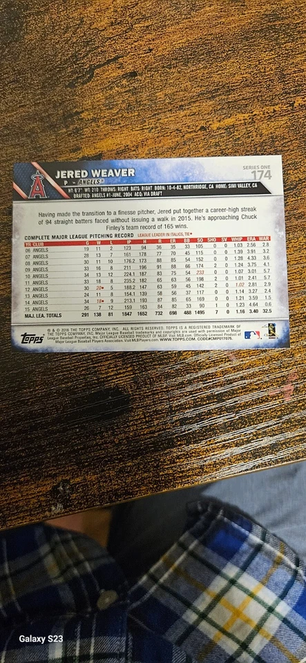 Baseball card,Jeremy WEAVER,Los Angeles angels, perfect condition  - Image 2 of 2
