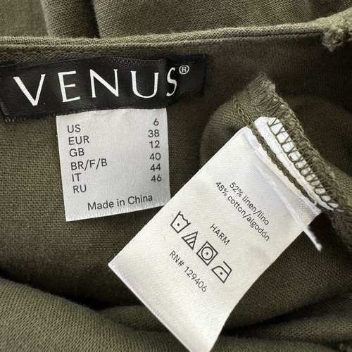 Venus Sleeveless V-Neck Wide Leg Cropped Jumpsuit Linen Cotton Olive Green 6 - Bild 15 von 15