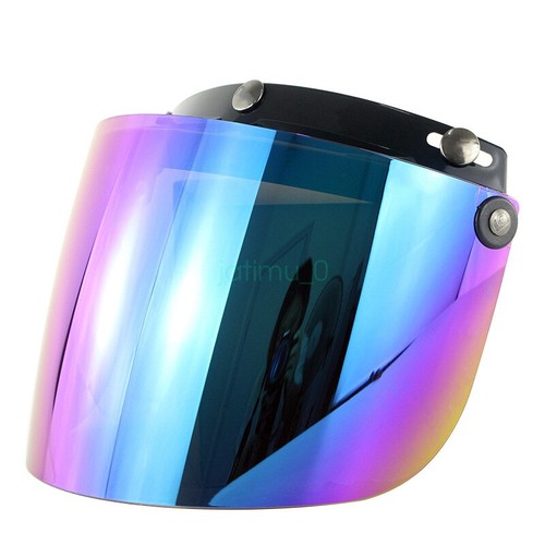 Universal 3-Snap Flip Up Visor Shield Lens For Retro Motorcycle Helmet Open Face - Picture 17 of 21