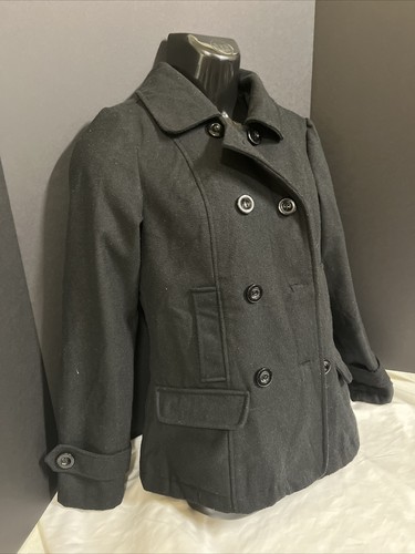 YMI wool blend Black Winter Peacoat Jacket Sz Medium - Very Clean!! - Picture 3 of 7