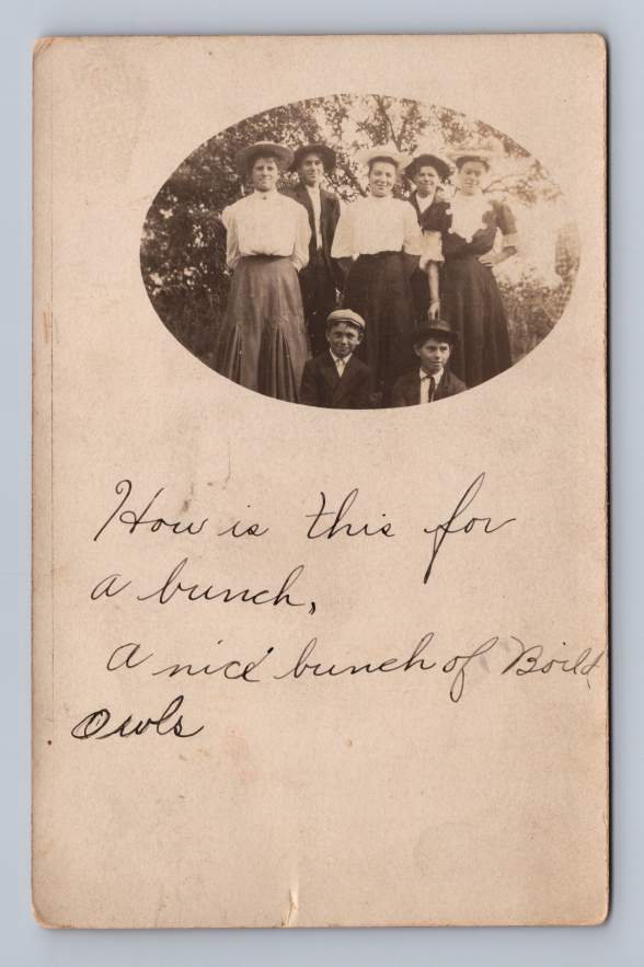 "How's This for a Bunch" Boys & Girls in Amble Michigan RPPC Antique