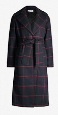 Self Portrait Ladies Navy Check Overcoat Size L Bnwt