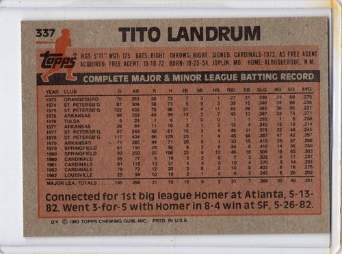 1983 Topps Baseball Cards Complete Your set -Pick Your Favorites 200-499 - Picture 268 of 498