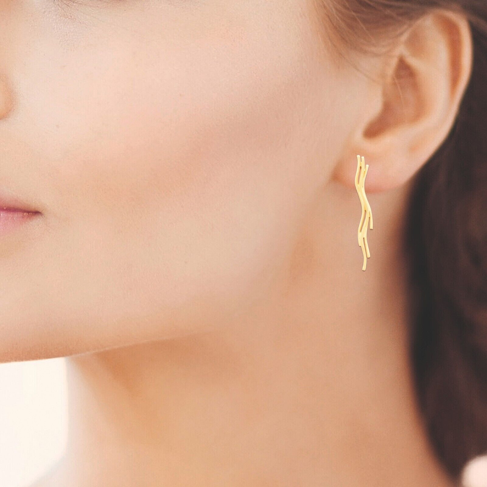 Boucles d'oreilles brindille en plaqué or 750/000 hypoallergénique éclat durable