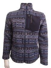 Vineyard Vines Blue Fair Isle Full Zip Fleece Jacket 3-Zip Pockets Size M 12-14