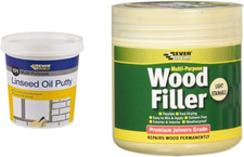Everbuild 101 Multi-Purpose Linseed Oil Putty, Natural, 1 kg & Multipurpose Wood