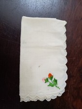 Vintage Cotton Handkerchief with Embroidered Berries