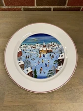 Villeroy & Boch Naif Christmas Snow Scene Charger Plate  Signed Laplau 12" W