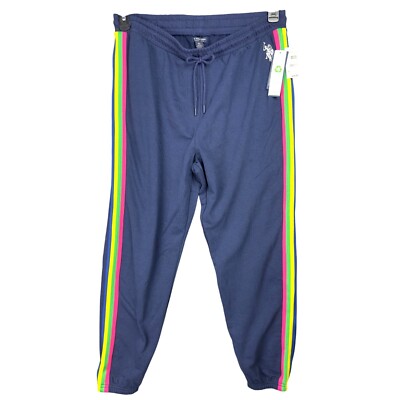 U.S. Polo Assn.  Sweatpants Men XL 16/18 Navy Side Stripe Multicolor Trim