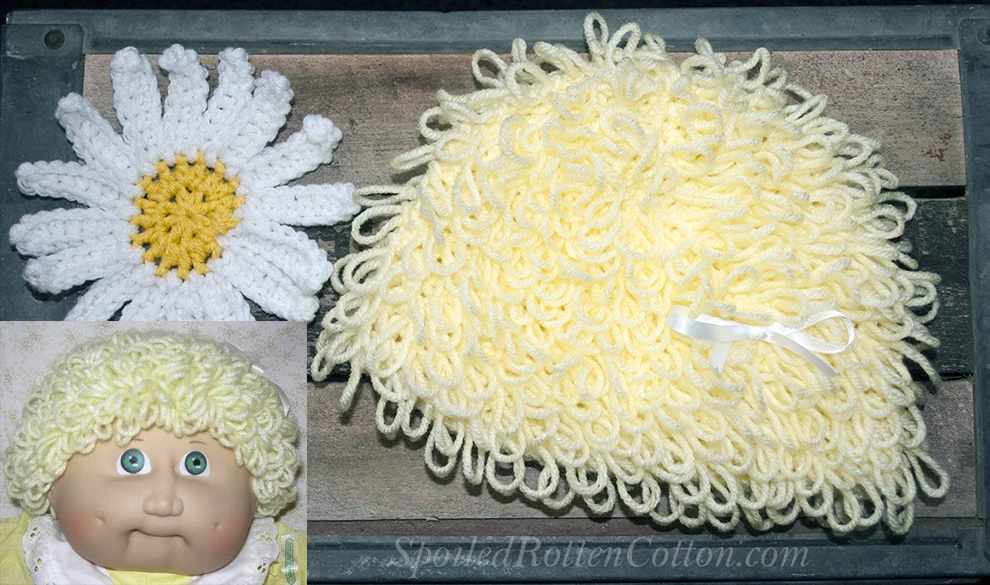 Cabbage Patch Kid Crochet Hat Wig Short Blonde Hair Infant Toddler Adult CPK