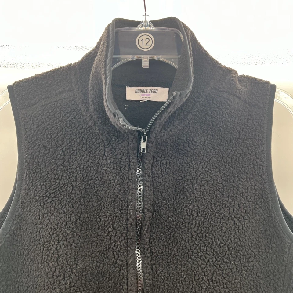 Double Zero Fleece Vest Womens Size Small Black Full Zip Collared Zip Pockets - Image 2 of 4