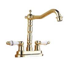 Gold Color Brass 4" Centerset Bathroom Two Holes Basin Faucet Sink Tap snf428