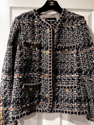 CHANEL 16A PARIS-ROME FANTASY TWEED JACKET BRAIDED TRIM GOLD CC