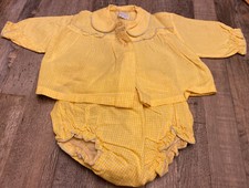 Vintage SORBEAU Infant Light Weight Outfit Soft Yellow Plastic Lined 3-6 M