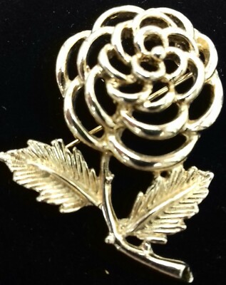 Sarah Coventry signiert goldfarben Petite Fleur Rose, hochwertige Geschenkbox & P&P inkl.