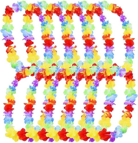 10 Hawaiian Leis Garlands Flower Necklaces Hen Stag Accessory Hawaii Party Decor - Picture 5 of 8
