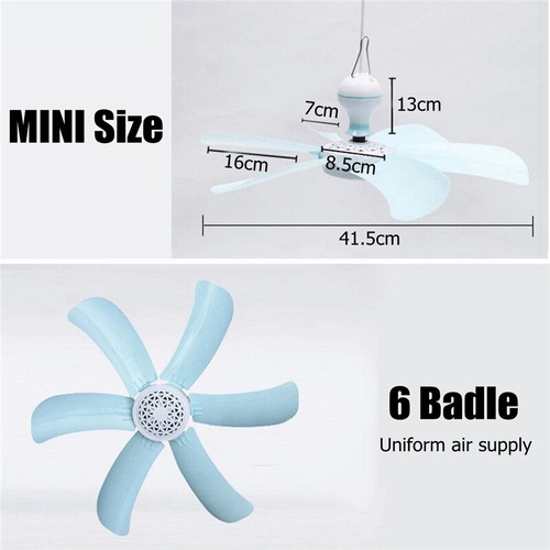 220V 16'' Portable 6 Blades Mini Ceiling Fan Hanging Summer Cooler Household - Picture 2 of 6