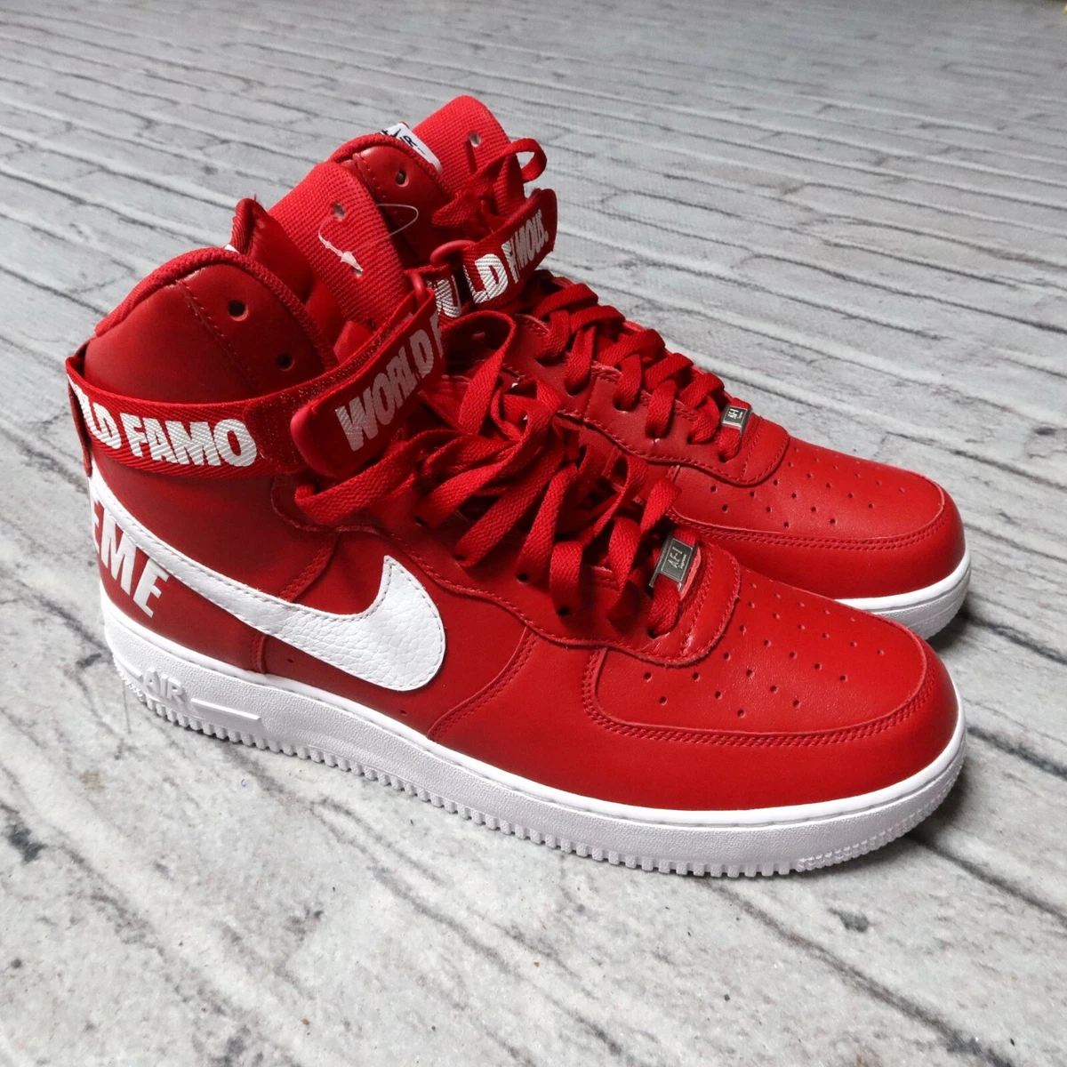 Nike Air Force 1 High Supreme World Famous Shoes 698696-610 Mens Size 12 Red