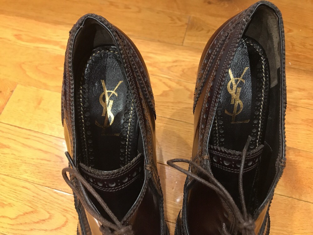 SAINT LAURENT POMPA TACCHI ALTI YSL YVES SAINT LAUREN PIATTAFORMA OXBLOOD BROGUE 40 5 9 5