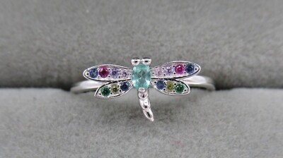 Offener Ring 925 Sterling Silber, plattiert Platin Zirkon Libelle