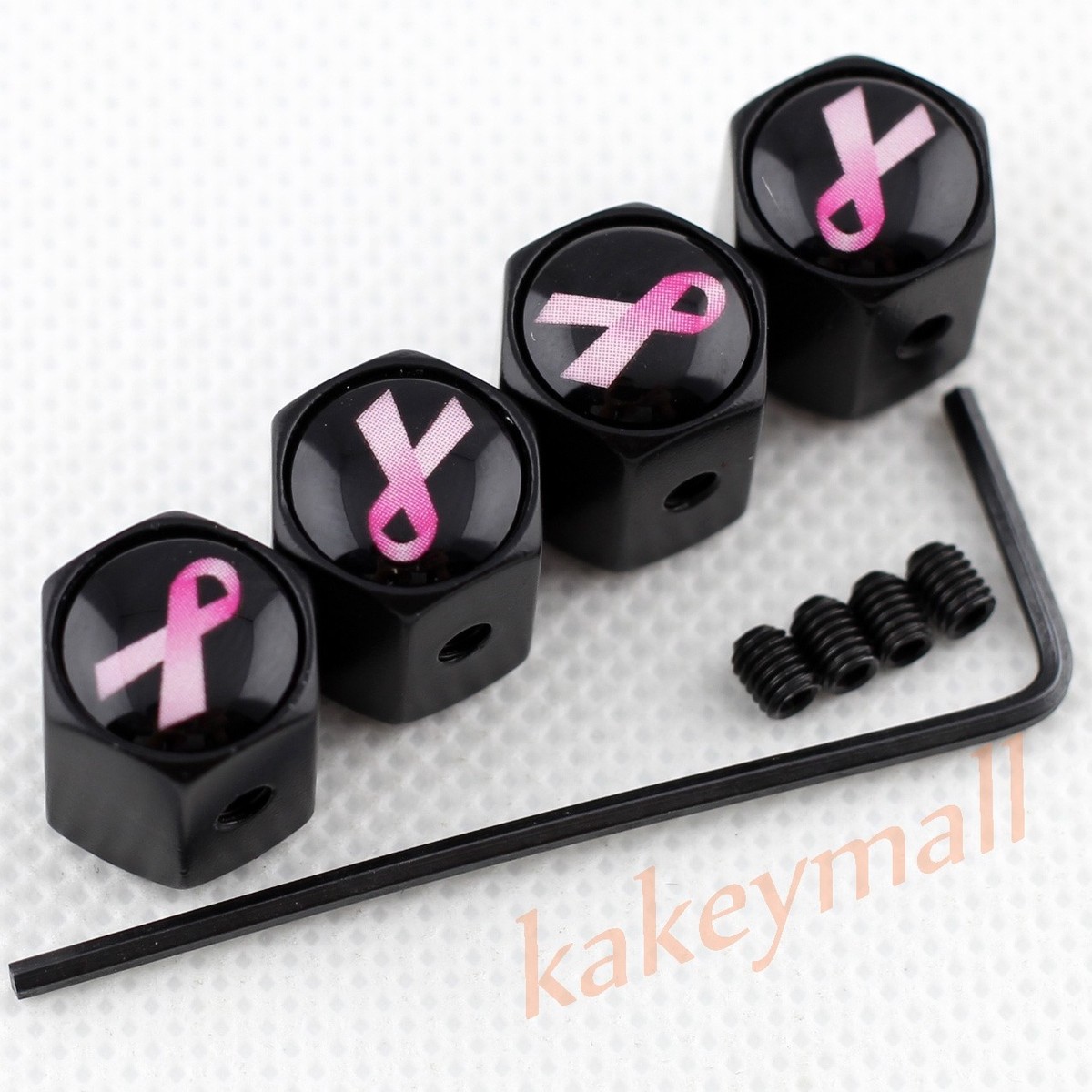 Anti theft Auto Truck Tire Tyre Valve Caps Air Breast Cancer Pink Ribbon Styling