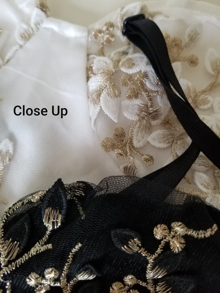 Sujetador SheIn Longline XS Recortado Sin Alambres Cremallera Bordado Encaje Hilo Dorado Foto 4 de 4