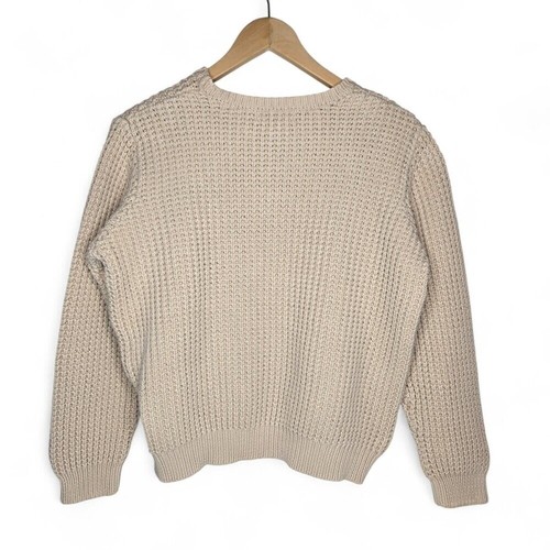 Eddie Bauer Chunky Knit Sweater Women's Weighty Nautical Crew Neck Cream Color M - Picture 2 of 6