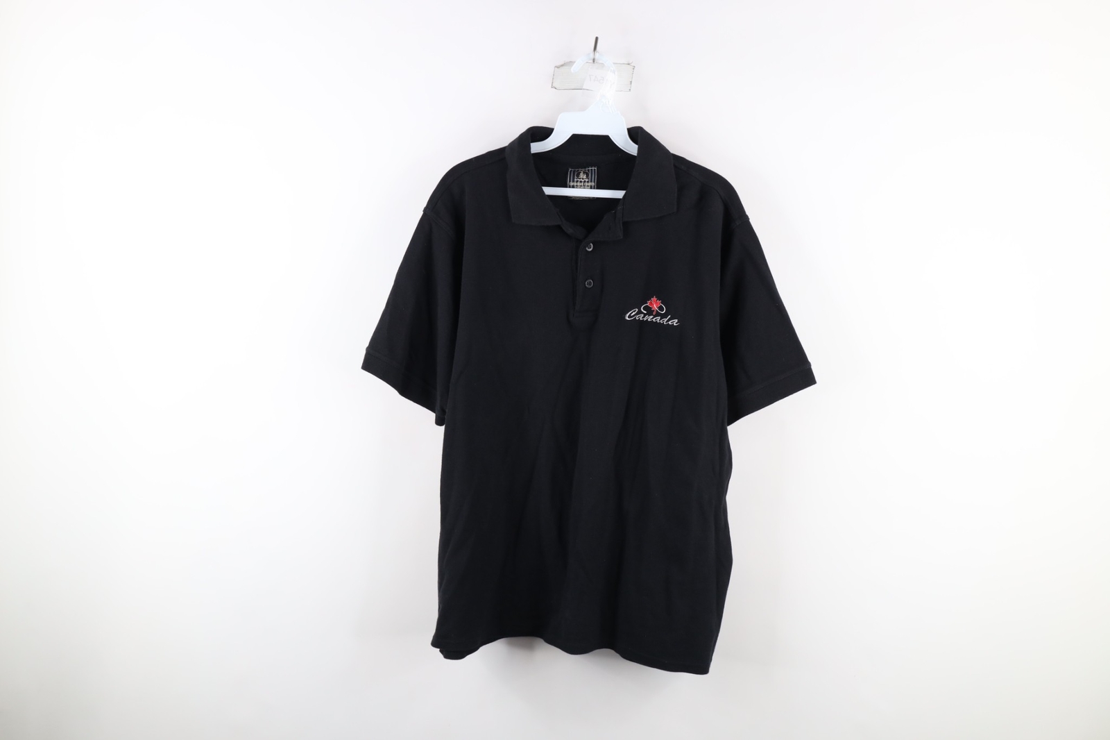 Vintage 90s Streetwear Mens Large Faded Spell Out Canada Collared Polo Shirt