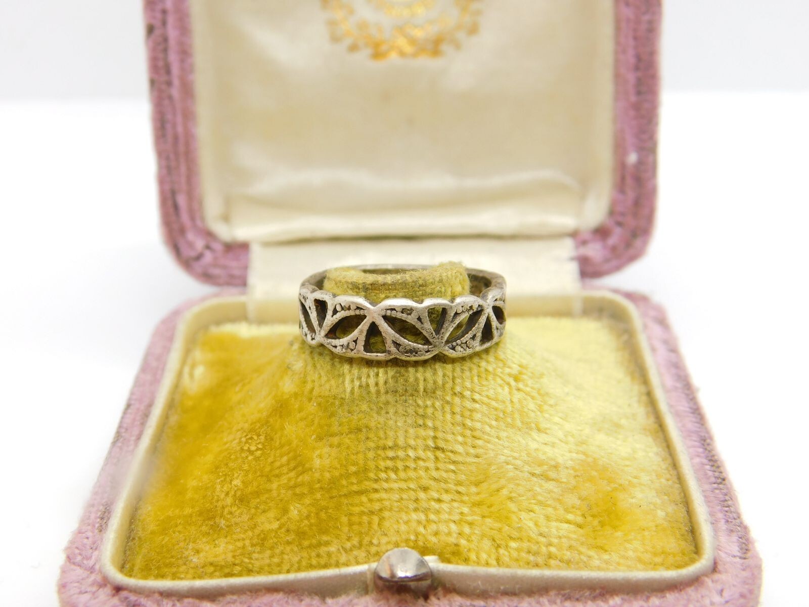 Sterling Silver Cut Out Stacking Ring Vintage c19… - image 1