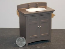 Dollhouse Miniature Kitchen Sink Cabinet Brown 1:12 scale P114 Dollys Gallery