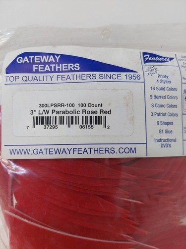 100 Pack Gateway Feathers 3" Left Wing: Parabolic Rose Red 300LPSRR-100 - Picture 2 of 3