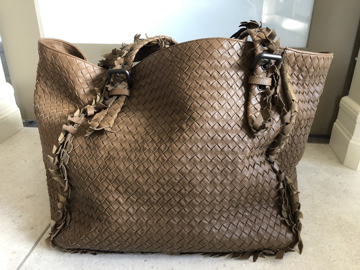 Bottega Veneta Chene Tan Brown Fringe Detail Woven Tote | eBay