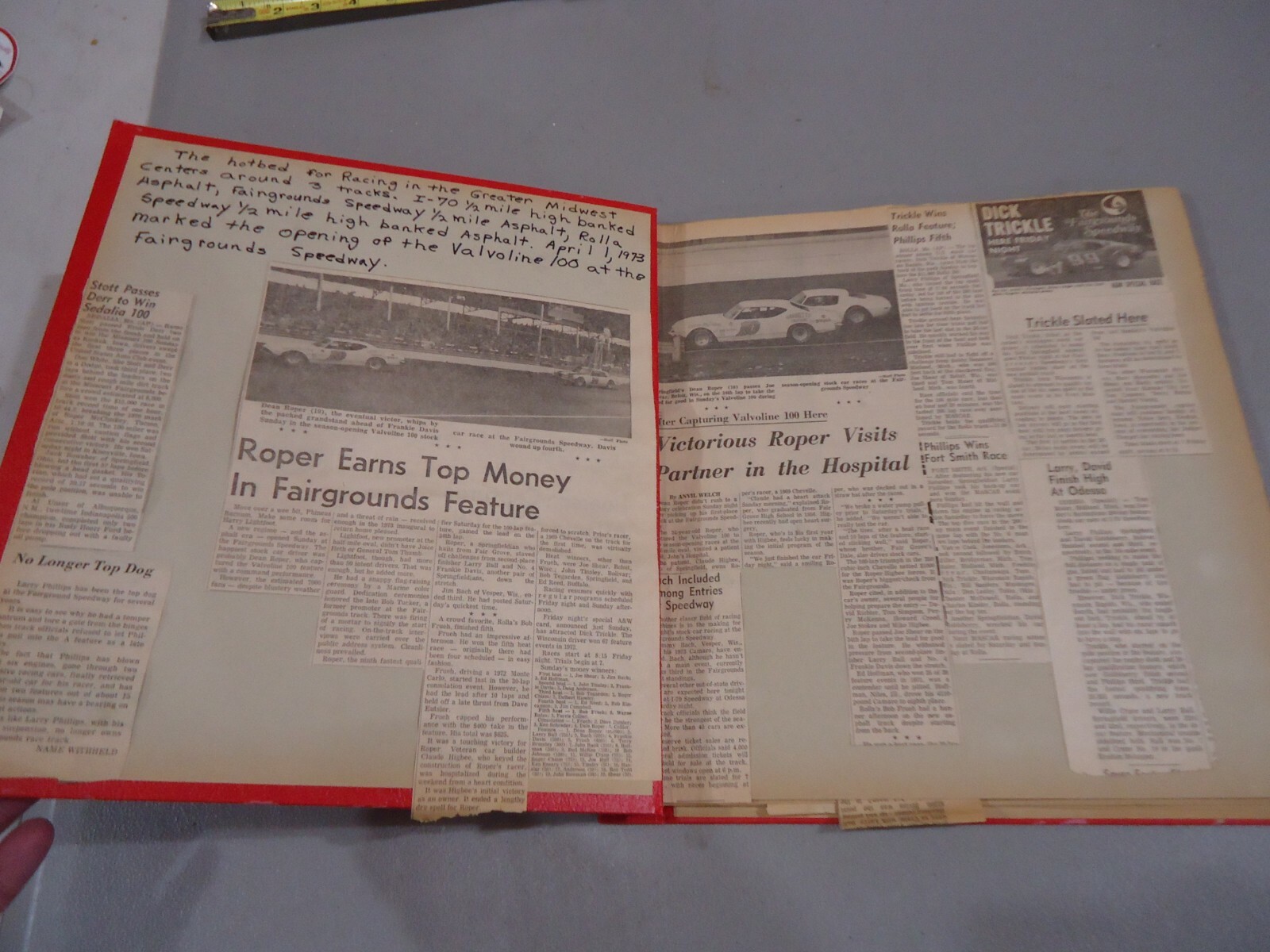 SCRAPBOOK FairGrounds Speedway News Springfield Missouri MO. Newspaper Vintage eBay
