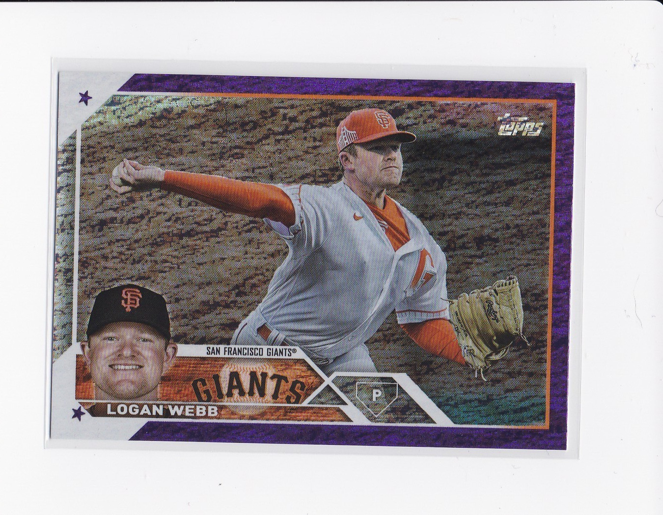 2023 Topps Series 2 Baseball Logan Webb #368 Purple Foil Board 415/799 Giants