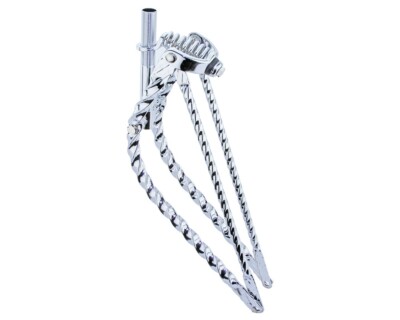 VINTAGE LOWRIDER 26'' BENT SQUARE TWISTED BICYCLE SPRING FORK 1 INCH IN CHROME.