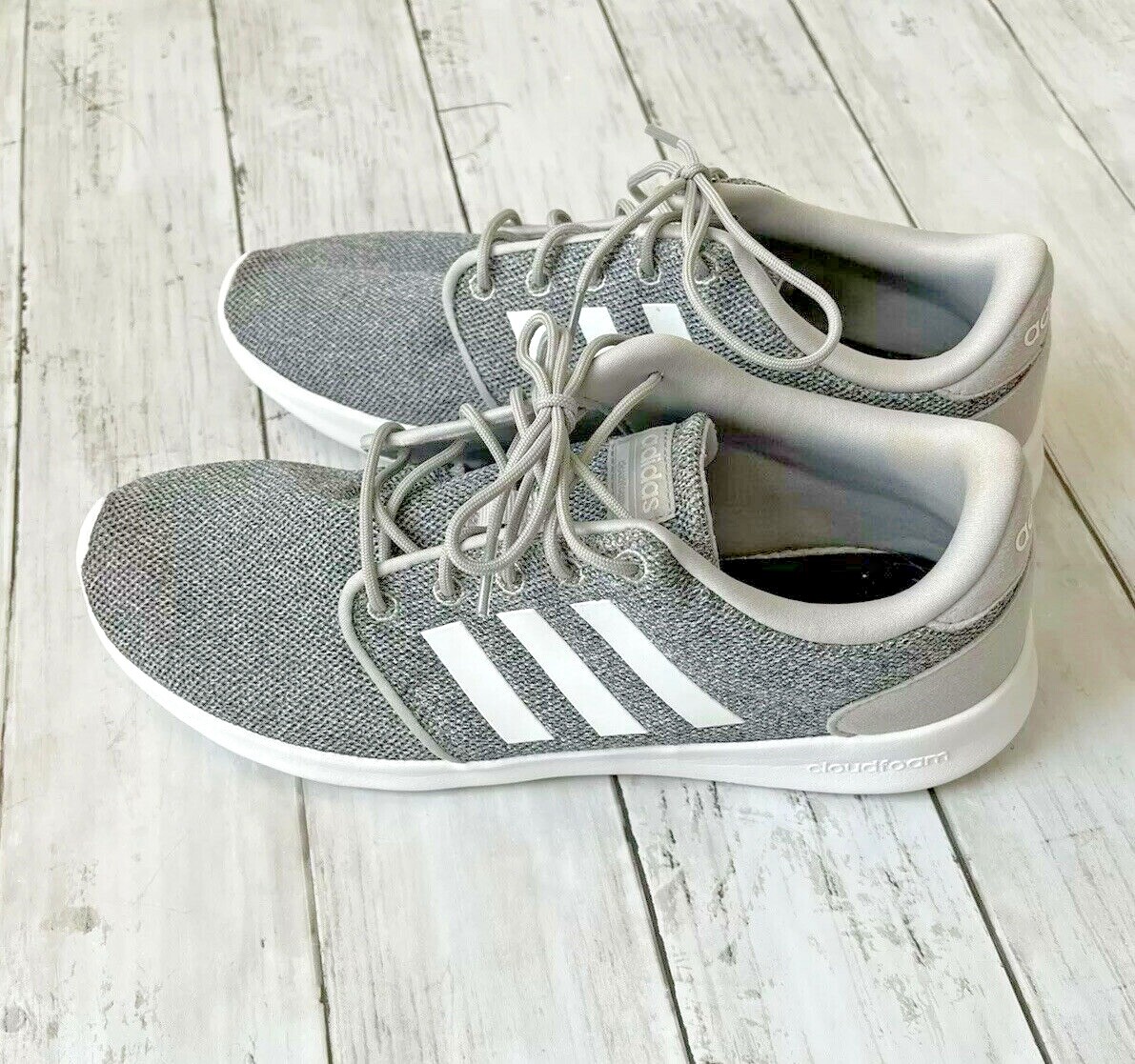 Adidas Women's Sz 10 Cloudfoam QT Racer Grey Athletic Running