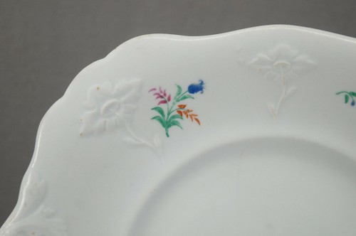 British Hand Enameled Blue Pink & Orange Floral Molded Bread & Butter Plate - Picture 2 of 12