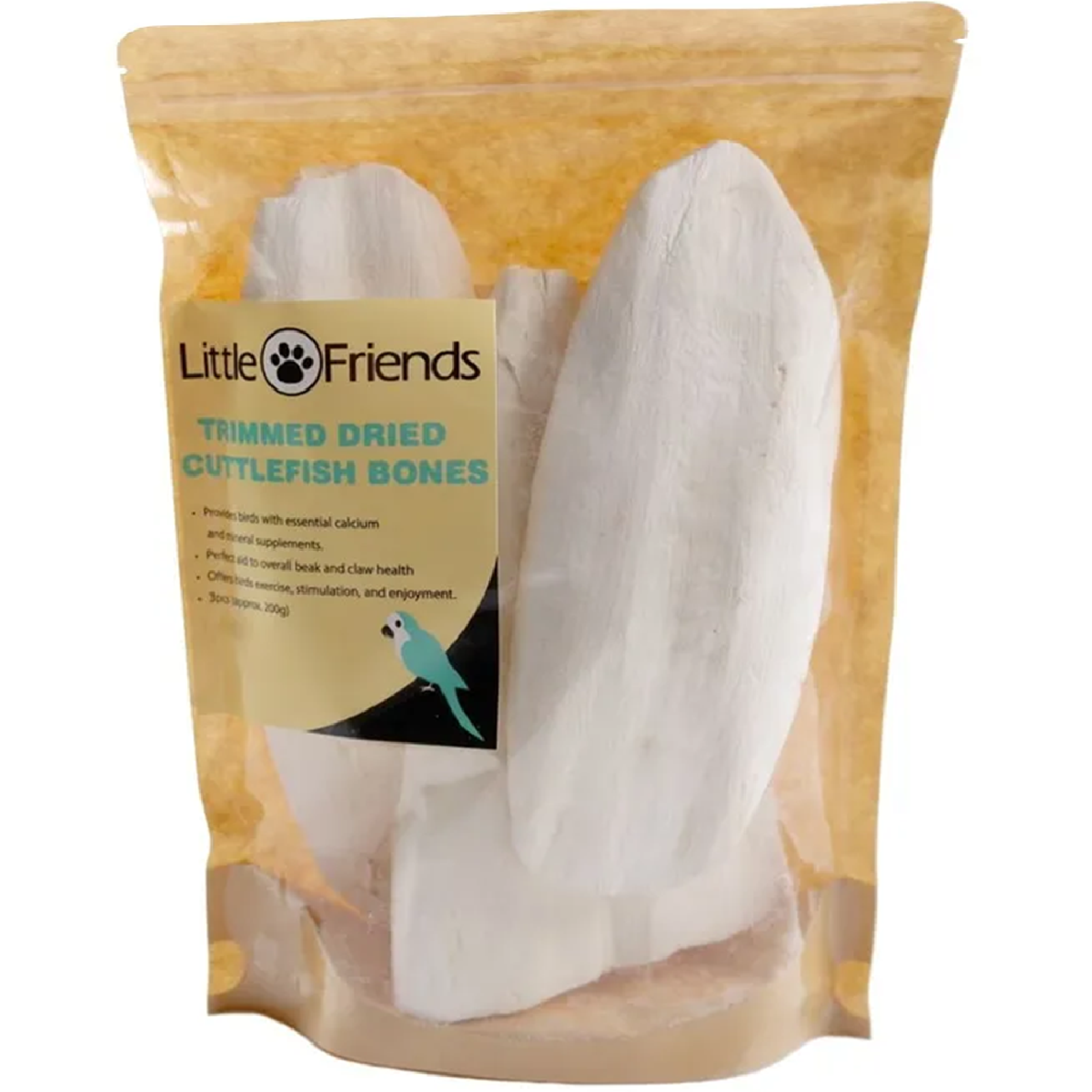 TRIMMED DRIED CUTTLEFISH BONES - (3pk) - Little Friends Calcium Bird Food Treats