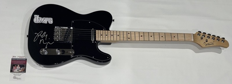 ROBBY KRIEGER SIGNED BLACK ELECTRIC GUITAR THE DOORS JSA COA