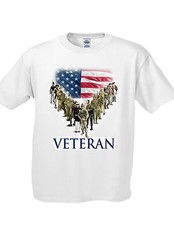 United States Veteran Tee American Flag White Miltary T'shirt New
