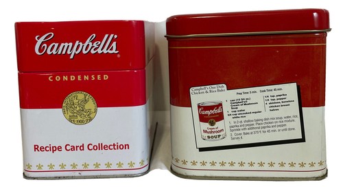 2- Campbell's Soup Collectible Tin 1971 Souper Vintage Recipe Card Tin w/Recipes - Picture 3 of 14