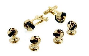 studs cufflinks knot tuxedo enamel plated yellow gold