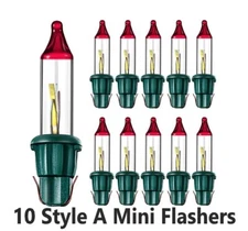 10 Style A Mini Bulb Flasher Flashers Christmas Tree Lights Replacement 2.5v .42