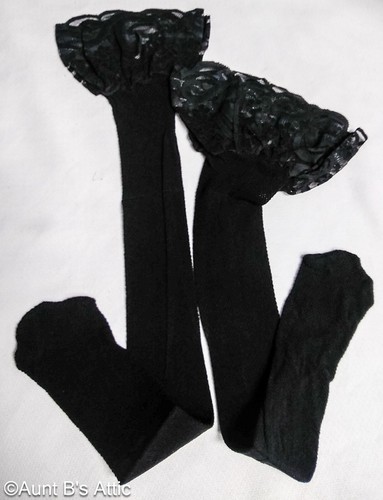 Stockings Thigh High Blk Nylon/Spandex Fishnet Stockings With Lace Top Plus Size - 第 2/3 張圖片