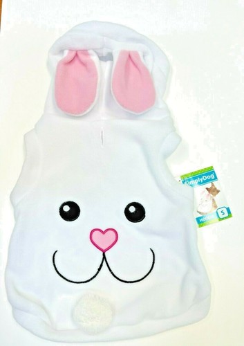 Dog Easter Bunny Hoddie White Clothes Costume size XXS - M - Picture 2 of 2