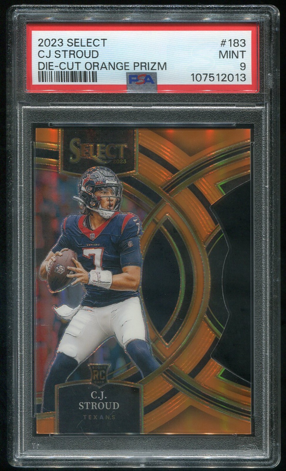 2023 Panini Select C.J. Stroud #183 Orange Prizm Die-Cut /399 (RC) PSA 9