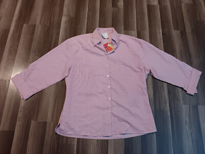 Uniti casuals women size 3X red white striped  button down shirt NWT