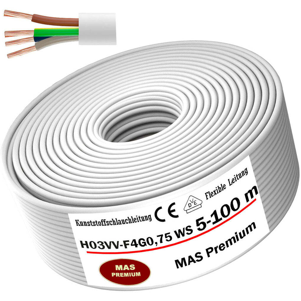 5 -100m Kunststoffschlauchleitung H03VV-F 4G0, 75 Ws Flexible Ligne L'Appareil