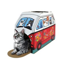 Cat House with Scratcher Catnip included - Retro Van 1 Count Pack of 1