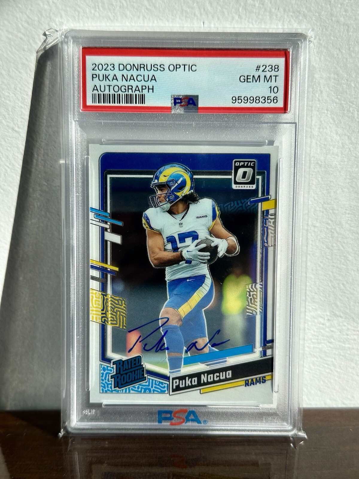 PUKA NACUA 2023 Donruss Optic Rated Rookie On Card Auto /199 Rams RC #238
